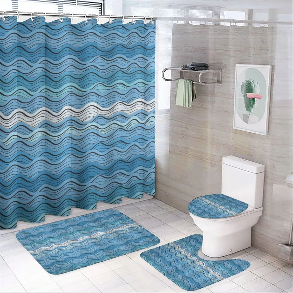 Ocean Wave Ornament — 4-Piece Bathroom Set preview