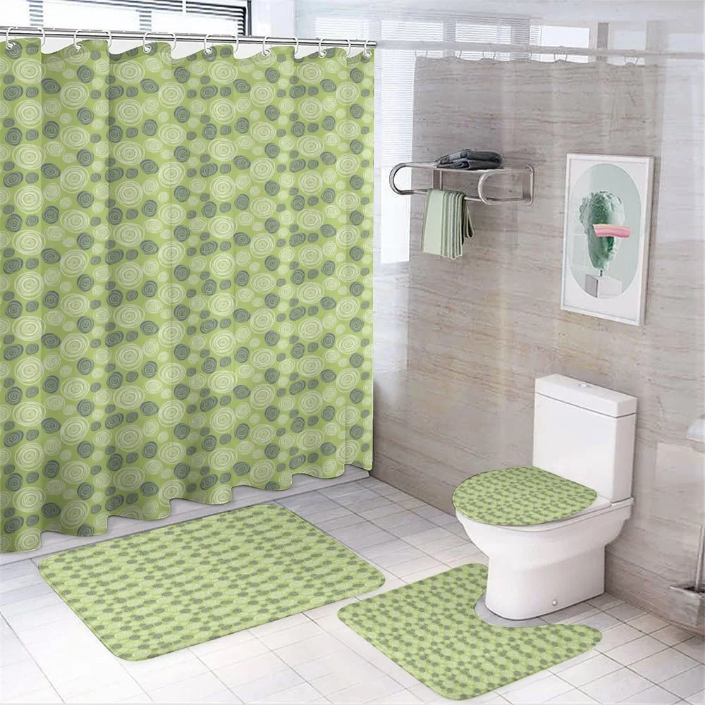 Hand-Drawn Retro Circles — 4-Piece Bathroom Set preview
