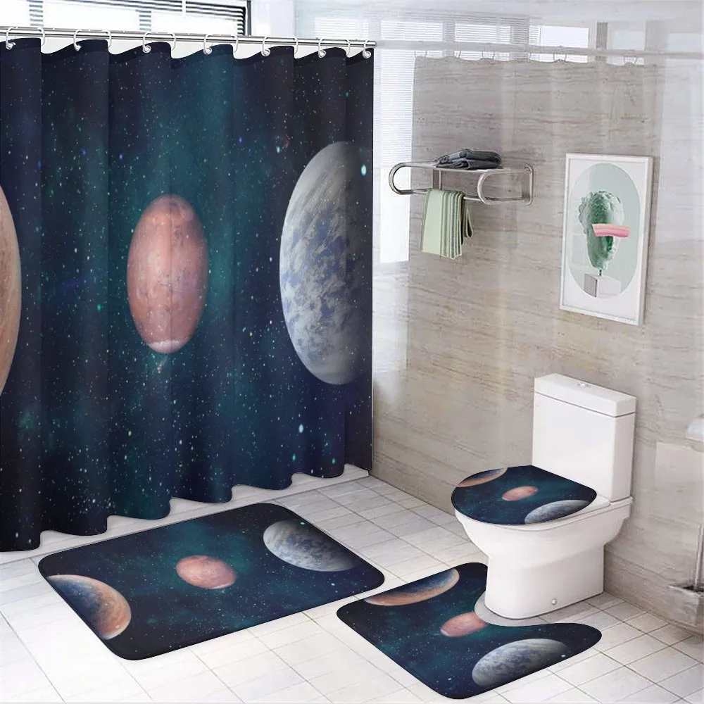 Planets Starry Galaxy Space — 4-Piece Bathroom Set preview