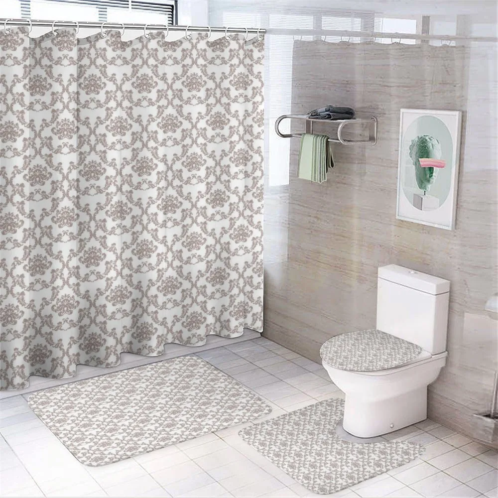 Taupe Colored Damask — 4-Piece Bathroom Set preview