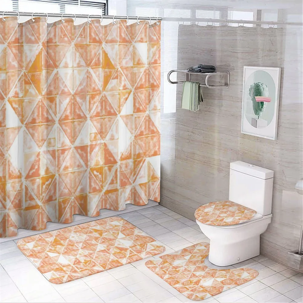 Triangular Grid Artwork — 4-Piece Bathroom Set preview