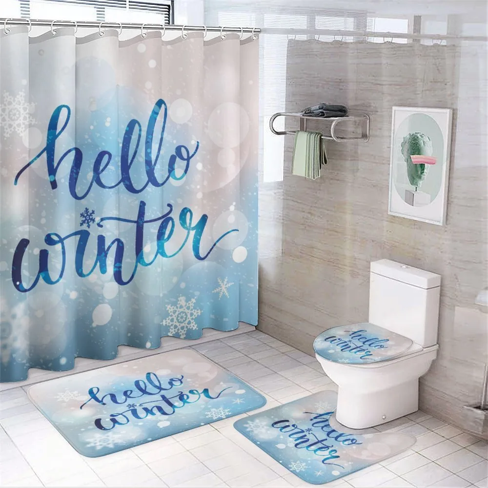 Hello Winter Words Snow — 4-Piece Bathroom Set preview
