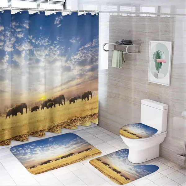Wild Elephants Herd — 4-Piece Bathroom Set preview